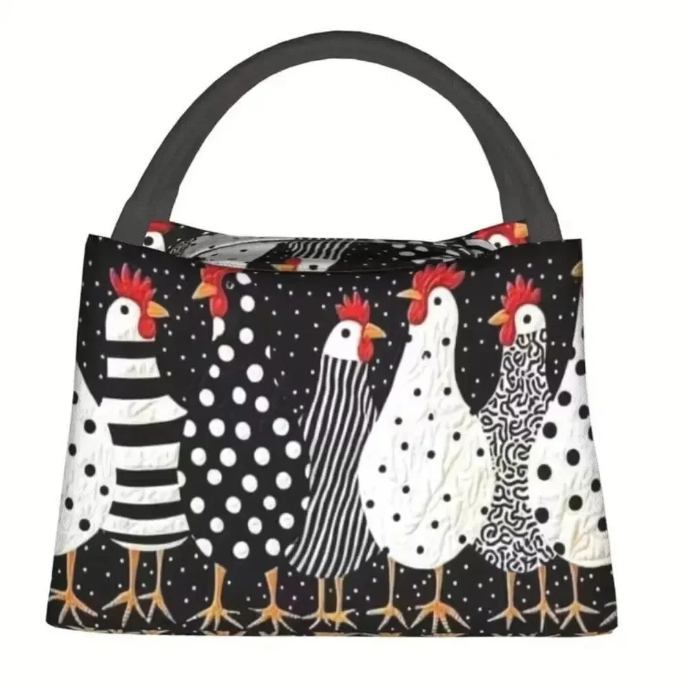 NWT Chicken & Polka DotInsulated Lunch Bag – Reusable Cooler Tote